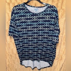 Lularoe Irma Shades of dark and light blue.